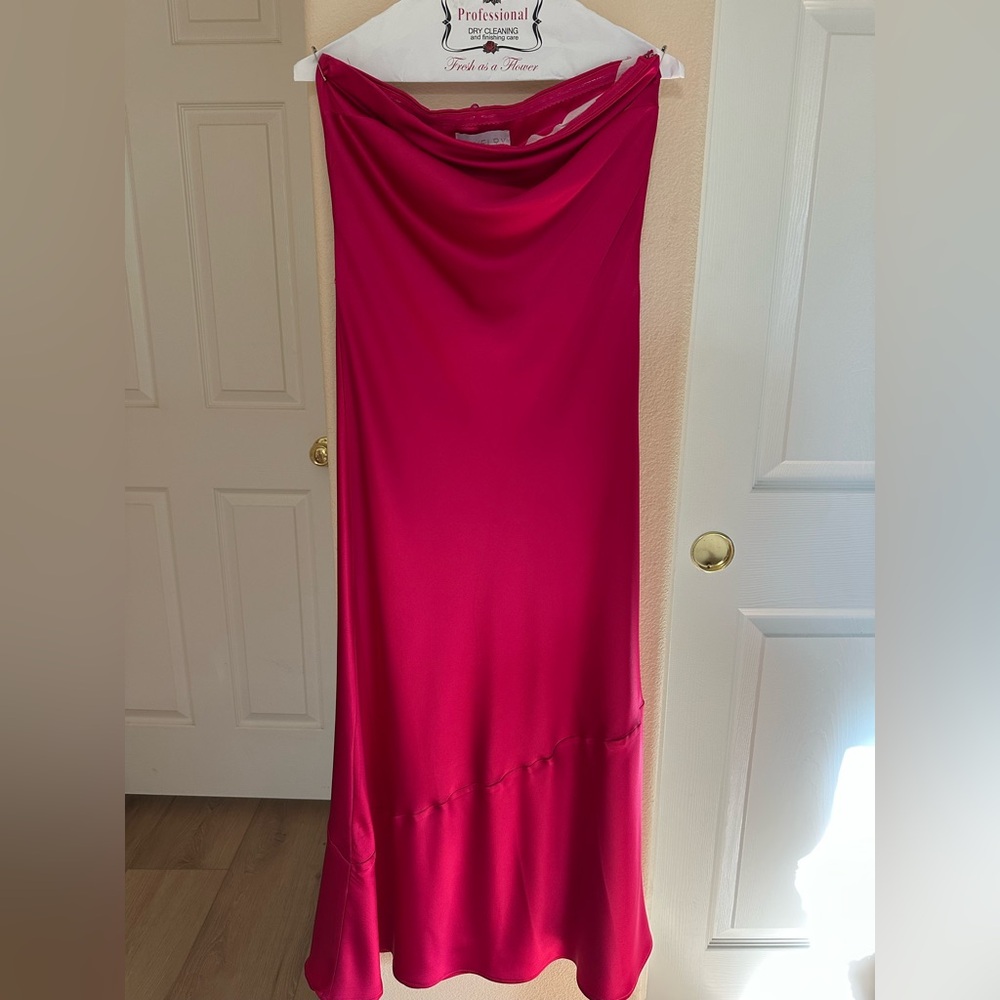 Revelry Leo Satin Dress in Hot Pink